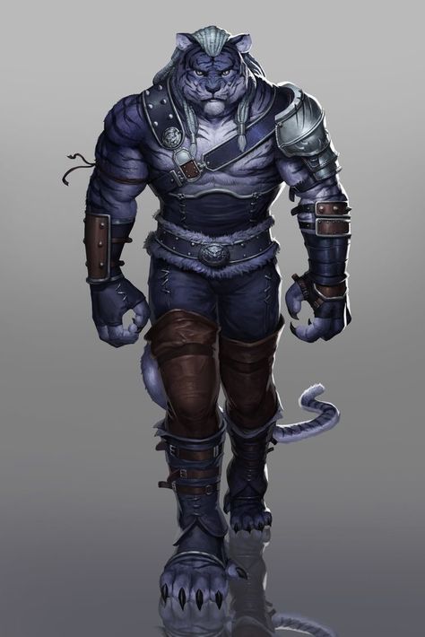 Tabaxi Barbarian Humanoid Tiger, Tabaxi Barbarian, Cat Warrior, Heroic Fantasy, Black Tiger, Fantasy Races, Dungeons And Dragons Characters, Dnd Art, Fantasy Warrior