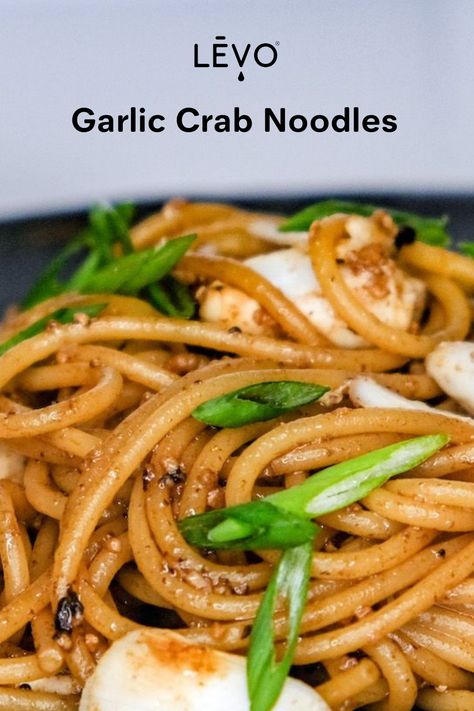 Garlic Crab Noodle Recipe Asian Crab Meat Recipes, Pasta With Crab Meat, Crab Noodles, Lump Crab Meat Recipes, Garlic Crab, Garlic Noodle, Crab Pasta, Tofu Noodles, Oil Infusion