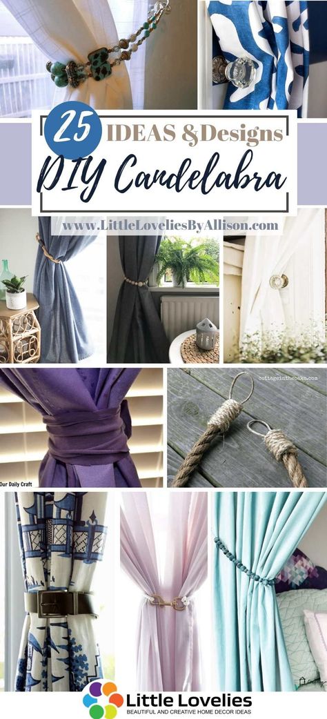 24 DIY Curtain Tie Back Projects – How To Make A Curtain Tie Back Homemade Curtain Tie Backs, Diy Curtain Holdbacks, Diy Curtain Tie Backs, Curtain Pull Backs, Curtain Tie Backs Diy, Latest Curtain Designs, Rideaux Boho, Window Curtain Designs, Cottage Curtains