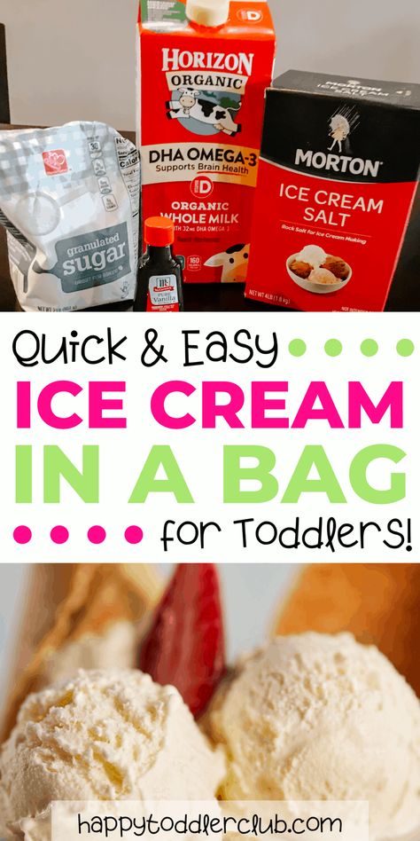 Recipe Using Milk, Recipe With Milk, Ice Cream In A Bag, Summer Activities For Toddlers, Organic Ice Cream, Making Homemade Ice Cream, Ice Milk, Easy Ice Cream, Make Ice Cream