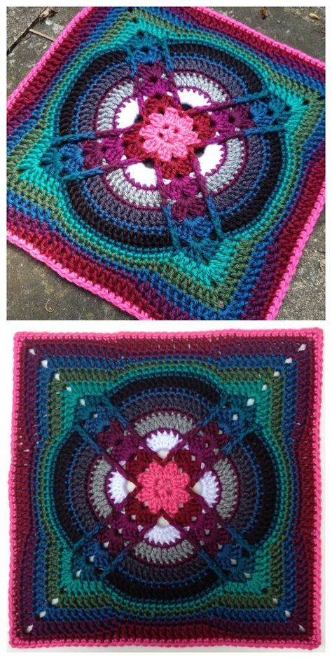 Crochet Denna Afghan Block Square Free Crochet Pattern Crocheting Squares, Hekel Blokke, Puff Blanket, Butterfly Crochet, Lacy Crochet, Crochet Square Blanket, Crochet Blocks, Diy Magazine, Anti Frizz