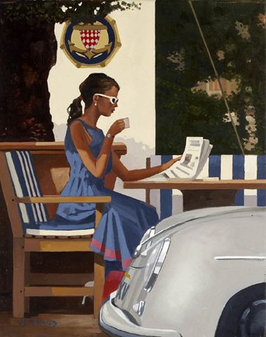 Jack Vettriano Paintings Imperfect Holding | the girl sits alone at the sidewalk table, drinking coffee and reading ... Jack Vetriano, The Singing Butler, Jack Vettriano, New Jack, Edward Hopper, Scottish Artists, Woman Reading, Reading A Book, 로고 디자인