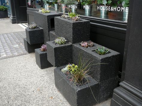 cinder block planter london UK - saf affect Cinderblock Planter, Cinder Block Furniture, Cinder Block Garden, Indoor Water Garden, نباتات منزلية, Garden Solutions, Cinder Block, Patio Designs, Budget Backyard