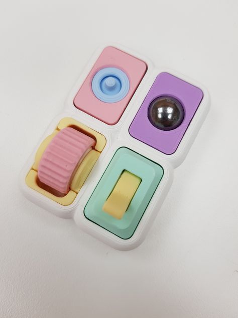 Four different fidgets in one -  for all your sensory needs :) 2 silent fidgets, one flicker and and one 360 thumb wheel. You can swap out any of these four fidgets with any of the following:  thumb rocker, switch, flick switch.  Just send a note with your order to confirm the four preferred fidgets.  We can also do different colour caps for each of the four fidgets. Again, message me with your choices.  There is no extra charge for this customisation. Not a child's toy.  This item is intended f Silent Fidget Toys, Fidget Toys Aesthetic, Fidget Collection, Fidget Board, Stim Toys, Fidgets Toys, Fidget Toys Adults, Fidget Tools, Figet Toys