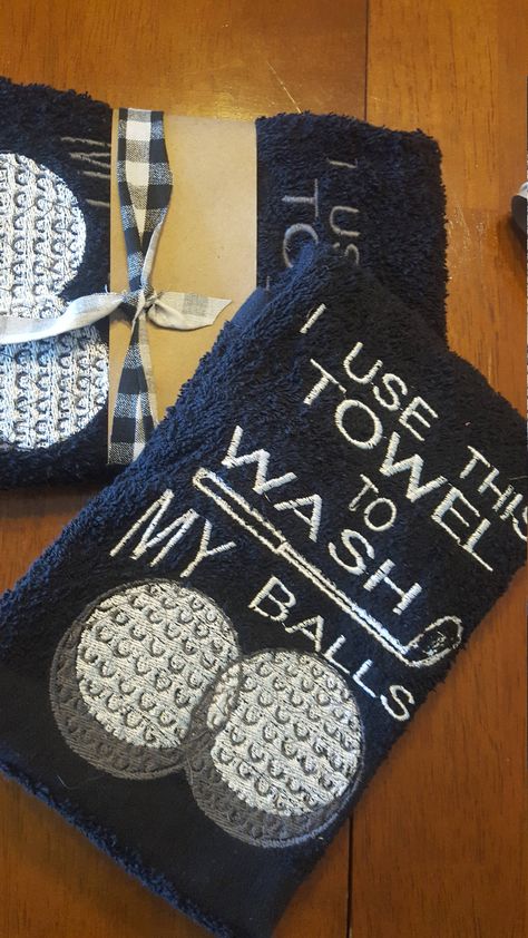 #etsy shop: I Use This Towel To Wash My Balls / Golf Towel / Game Towel / Gift for Golfer / Embroidered Golf Ball Towel / Funny Towel / Cleaning Towel https://etsy.me/2wvvILI #housewares #bathroom #black #balls #golf #club #towel #noveltygifts Cricut Golf Projects, Golf Tumbler Ideas For Men, Golf Signs, Towel Cleaning, Funny Golf Towels, Golf Towels Ideas, Golf Crafts, Cricut Quotes, Funny Golf Gifts