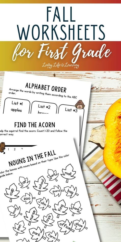 Fall Worksheets for First Grade Worksheets For First Grade, Fall Worksheets, Fall Lessons, Autumn Activities For Kids, King Book, Abc Order, Life Learning, Learning The Alphabet, Autumn Activities