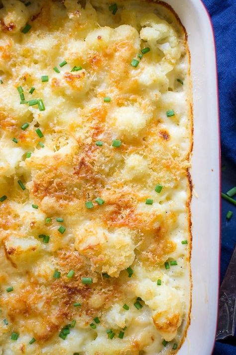 Cauliflower Au Gratin (Best Cauliflower Potato Gratin) - Lavender & Macarons Side Dishes For Dinner, Cauliflower Au Gratin, Dishes For Dinner, Cauliflower Bake, Lavender Macarons, Cauliflower Potatoes, Au Gratin Recipes, Vegetarian Casserole, Cauliflower Gratin