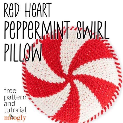 Peppermint Pillow, Crochet Peppermint, Ornament Inspiration, Crochet Pillow Patterns Free, Crochet Flower Squares, Heart Crochet, Crochet Xmas, Crochet Pillow Pattern, Crochet Pillows