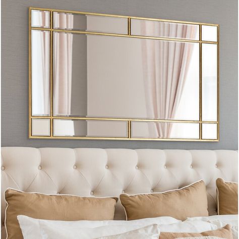 Etta Avenue™ Ryan Rectangle Wall Mirror & Reviews | Wayfair Rectangular Mirror Living Room, Dining Room Wall Mirror, Gold Mirror Living Room, Living Room Color Inspiration, Mirror Wall Design, Dining Room Mirror Wall, Dining Room Mirror, Justin Matthews, Blue And Green Living Room