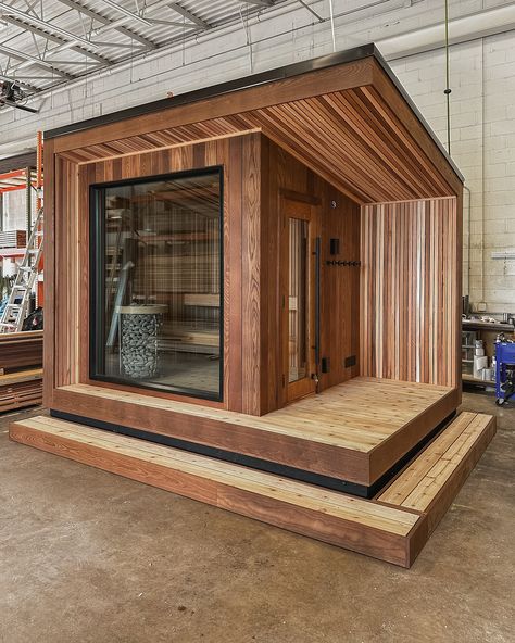 Our 2025 production spots are filling fast. ⏳ If adding the ritual of sauna to your property is on next year’s project list, now is the perfect time to start the design process. Connect with our team to reserve yours at the link in our bio. Pictured: Model 5 Outdoor Sauna in @arborwood.co thermally-modified ash and equipped with a @huumsauna Wi-Fi enabled electric stove. Outdoor Sauna Ideas Backyards, Sauna Backyard, Outdoor Sauna And Hot Tub, Sauna Pictures, Japanese Sauna, Sauna At Home, Sauna Ideas, Sauna Shower, Backyard Spa