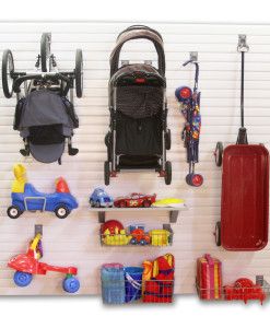 Fitness Equipment Storage, Home Gym Storage, Stroller Storage, Garage Storage Inspiration, Toy Storage Solutions, Garage Organize, Garage Remodel, Man Cave Home Bar, Garage Work Bench