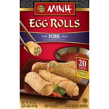 Minh Pork Egg Rolls - 20 ct. - sam's Frozen Egg Rolls, Vegetable Egg Rolls, Air Fried Fish, Pork Egg Rolls, Chicken Egg Rolls, Frozen Appetizers, Premium Meat, Frozen Snack, Asian Snacks