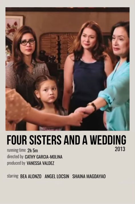 minimal polaroid movie poster for four sisters and a wedding Wedding Running, Angel Locsin, Bea Alonzo, 4 Sisters, Four Sisters, Netflix Movie, Wedding Posters, Drama Movies, Film