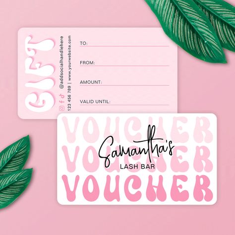 Gift Card Promotion Ideas, Aesthetic Gift Card, Cosmetologist Business Cards, Salon Gift Card, Gift Voucher Design, Shein Gift Card, Diy Social Media, Voucher Design, Lash Salon