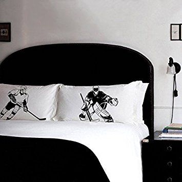 Pillow fighting Hockey Goaltender vs Player pillowcase set Black White Rooms, Baseball Room, Sea Gifts, Movie Decor, White Room Decor, White Room, Cotton Pillow Cases, Standard Pillow, San Antonio Tx