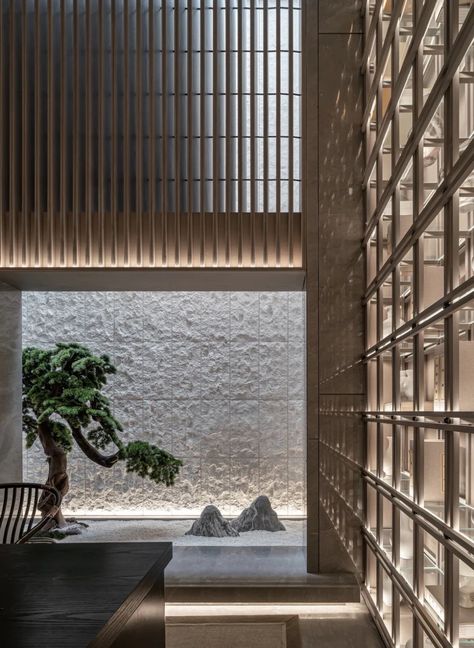 Chinese Tea Room Design, Japanese Zen Interior, Chinese Tea Room, Tea Room Design, Presentation Board Design, Zen House, Tea Lounge, Stone Wall Design, Chinese Interior