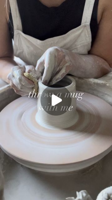 Kate Rowe Creations on Instagram: "Throw a mug with me ☕️✨👩‍🎨 I have some big projects in the works and it’s made me a full time resident of Mug City over here. Not that I’m complaining - love making a good simple mug! ☺️ This is 1.5 speed but I’m usually still a little quick on the wheel lol I know I make it look easy but it’s alllllll practice practice practice. There’s a reason we tell you to throw cylinders over and over in class before everything else 🙃 PLUS I’ve gotten pretty efficient with my @hartleyandnoble tile batt system. Honestly, it’s a game changer for pottery life! Mugs mugs mugs mugs MUGS 🤪 #mug #potteryvideo #ceramicvideo #pottery #ceramics #WomenInCeramics #potterylove #ceramicmug #imadethis #workinprogress #behindthescenes #MakersGonnaMake #potterystudio #throwin Pottery Wheel Mug Ideas, Throwing A Cylinder On The Wheel, How To Throw A Mug On The Wheel, Pottery Games, Simple Mug, Throwing Clay, Pottery Videos, Wheel Thrown Pottery, Pottery Ceramics