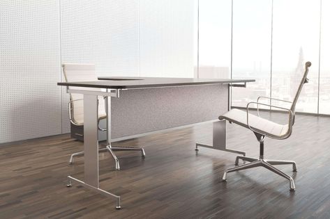 Desk & Table Mounted Modesty Panels - OBEX Panel Extenders Desk Modesty Panel, Office Privacy, Sound Dampening, Wood Screws, Table Desk, Fabric Panels, Folding Table, Panel Siding, Office Desk