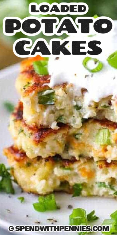 Mashed potato cakes are the best thing about having leftover mashed potatoes! Crispy on the outside and light and fluffy on the inside these are loaded with flavor! Try using leftover sweet mashed potatoes with chicken or salmon and some green onion for an appetizer or even a light entree. This easy recipe is simple to modify. #mashedpotatocakes #spendwithpennies #loadedmashedpotatocakes #mashedpotatocakesleftover Mashed Potatoes Pancakes, Potatoes Pancakes, Mashed Potato Cake Recipe, Mashed Potato Pancakes, Mashed Potato Cakes, Pesto Vegan, Leftover Potatoes, Loaded Mashed Potatoes, Potato Patties