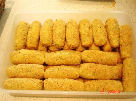 Potato and Rice Croquettes Rice Croquettes Recipe, Rice Croquettes, Rice And Potatoes, Potato Croquettes, Religious Artwork, Croquettes, Savoury Dishes, My Brother, Kitchen Styling