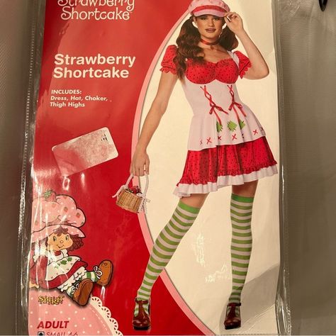 Strawberry Shortcake Halloween Costume Strawberry Shortcake Halloween, Strawberry Shortcake Halloween Costume, Halloween Costumes Teenage Girl, Elf Ideas Easy, Elf Ideas, Strawberry Shortcake, Adult Costumes, Thigh Highs, Halloween Costume