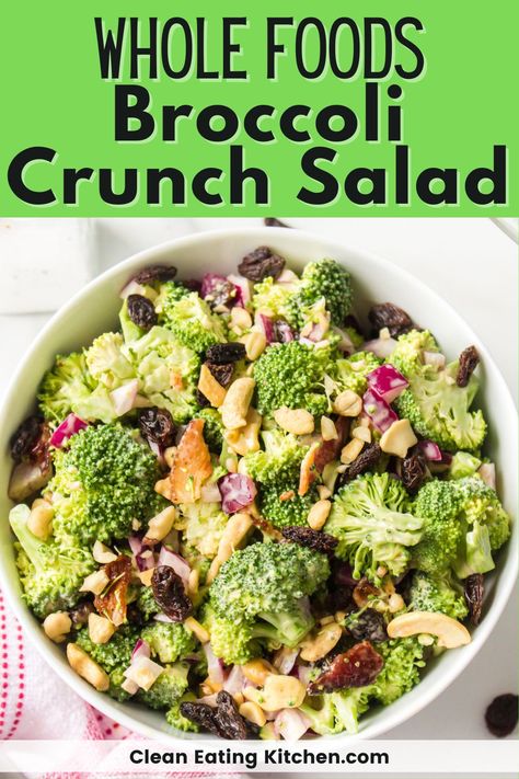 Whole Foods Broccoli Salad, Whole Foods Broccoli Crunch Salad, California Broccoli Salad Recipe, Whole 30 Broccoli Salad, Whole Foods Copycat Recipes, Broccoli Salad Recipes, Broccoli Crunch Salad, Vegan Broccoli Salad, Big Salads