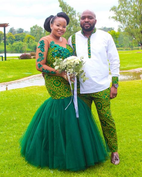 South African Traditional Dresses Brides, South African Traditional Wedding Dresses, South African Traditional Wedding, Sesotho Traditional Dresses, Shweshwe Wedding Dresses, Zulu Traditional Wedding, Boyfriend Stuff, South African Traditional Dresses, Couples African Outfits