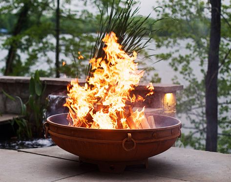 This Carbon Steel Kingdom Fire Pit is the perfect addition to any yard, patio, or other outdoor space. Made with ¼” American made mild carbon steel, you can be sure that this piece will last for many years to come. Check out all of the firepits we have today! Fire Pit Art, Modern Fire Pit, Wood Fire Pit, Steel Fire Pit, Burning Fire, Wood Burning Fire Pit, Fire Pit Designs, Wood Burning Fires, Ancient Origins