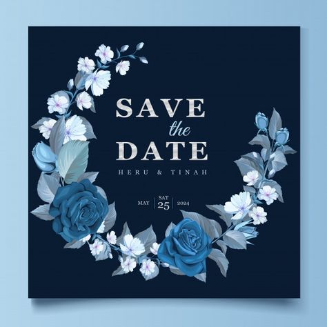 Blue Floral Invitation, Floral Invitation Card, Wedding Card Template, Red Wedding Invitations, Elegant Wedding Invitation Card, Wedding Invitation Card Template, Invitation Card Template, Wedding Invitations Romantic, Flower Wedding Invitation