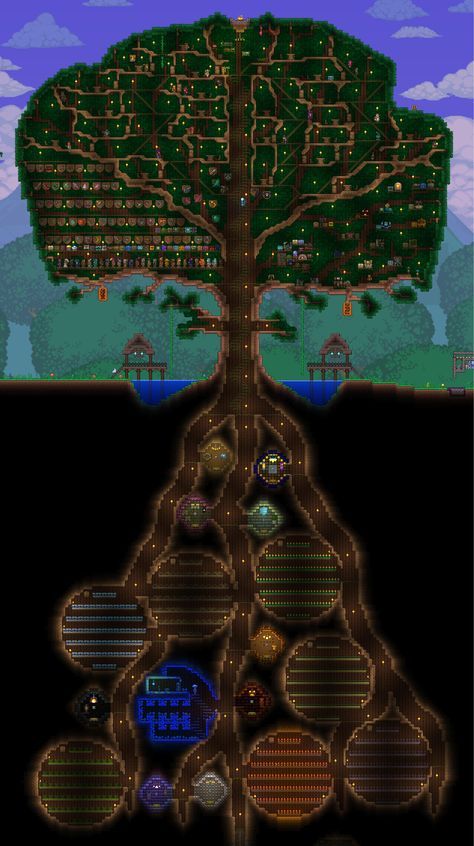 Terraria Aether House, Terraria Village Ideas, Terraria Dryad, Guide Terraria, Terraria Calamity, Terraria Tips, Terraria House Ideas, Terraria House Design, Terraria House