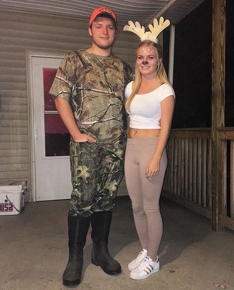 Deer And Hunter Couples Costume, Deer And Hunter, Hunting Costume, Deer Halloween, Dear Costume, Casual Country Outfits, Couples Costume, Couples Halloween Outfits, Country Stuff