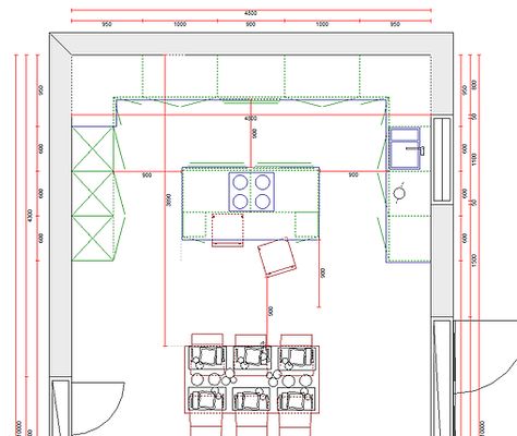 3 Wall Kitchen Layout With Island, One Wall Kitchen Design With Island, Island Kitchen Measurements, Kitchen Island Dimensions Layout, Table Instead Of Island In Kitchen, Kitchen Island Layout Floor Plans, Kitchen Island Sizes Layout, Kitchen Island And Dining Table Layout, Kitchen With Island And Dining Table