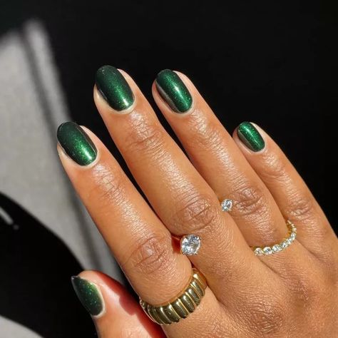 13 Emerald Green Nail Ideas That Bring Glamour to Your Fingertips Trending Nail Color, Emerald Green Nail Ideas, Emerald Green Nail, Matte Green Nails, Green Nail Ideas, Hair Concerns, Green Nail Designs, Green Nail, Royal Colors