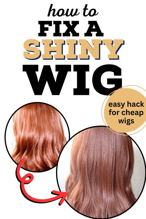 How to make a cheap wig look natural. This wig tutorial will teach you how to fix a shiny wig | cheap halloween wig hacks | cosplay wig tips | wig revamp How To Fix Cosplay Wigs, How To Fix Cheap Wigs, How To Style Cheap Wigs, How To Make Cheap Wigs Look Good, How To Soften Synthetic Hair Wigs, How To Fix A Cheap Wig, Cheap Wigs Look Real, Make Wig Look Natural, How To Make A Cheap Wig Look Good