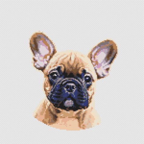 French bulldog cross stitch on Aida cloth Cross Stitch French Bulldog, Animal Cross Stitch Patterns, Needlepoint Stitches, Quirky Design, You Smile, Easy Projects, Sewing Hacks, Cross Stitch Pattern, Dog Lover