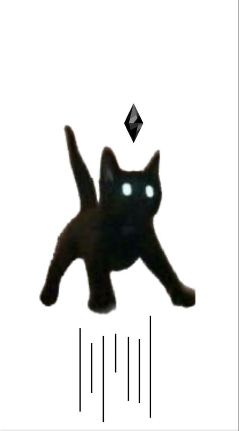 A scared black kitty with the Sims logo on top of its head Scared Cat Tattoo, Black Cat Halloween Aesthetic, Cat Halloween Aesthetic, Scared Black Cat, Black Cat Tattoo, I Hate Everything, Scared Cat, Cat Halloween, Halloween Aesthetic