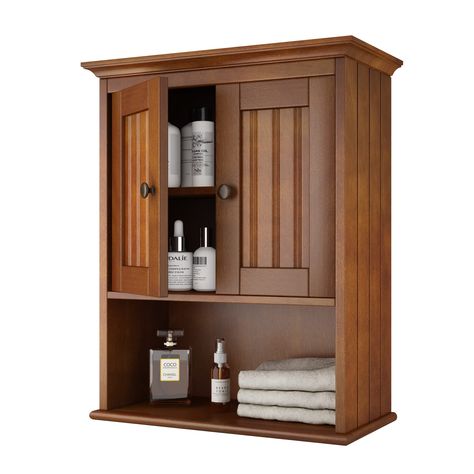 PRICES MAY VARY. 【Vintage and Classic Wall Cabinet】This bathroom cabinet has a wooden veneer which is safe to use and does not have a pungent paint smell. And its line modeling on the door and side panel adds beauty to your space. 【Multi-Purpose Wall Mount】This medicine cabinet adds instant organization and stylish touch to bathrooms, laundry rooms, kitchens, or anywhere else you need extra storage. The wall-mounted design can save floor space greatly. 【Design with Attention to Detail】The wall c Farmhouse Medicine Cabinets, Wall Cabinet Bathroom, Medicine Cabinet Storage, Rustic Medicine Cabinets, Storage With Doors, Wood Wall Cabinet, Paint Smell, Rustic Cabinets, Cabinet Bathroom