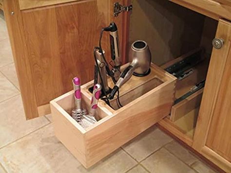 Tool Cabinet Organization, Tools Storage Ideas, Hair Tools Storage, Amazon Vanity, Hair Tool Storage, Flat Iron Holder, Under Cabinet Storage, Vanity Organizer, Bathroom Storage Units