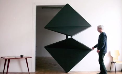 Door reinvented with folding mechanism by Klemens Torggler Weird Inspiration, Folded Paper, Cool Doors, Kinetic Art, Modern Crafts, Folding Doors, Door Opener, Design Case, Panel Doors