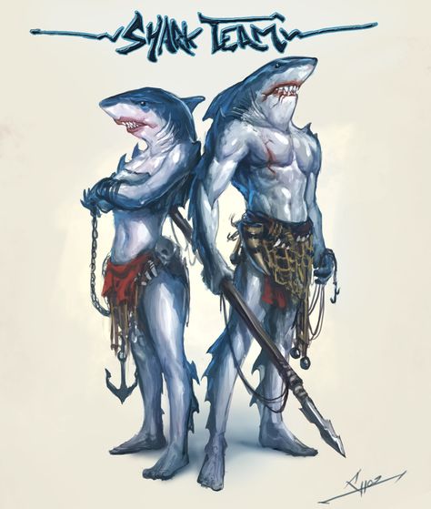 Shark Man Oc, Shark Humanoid, Shark Man, Shark Art, Underwater Creatures, Creature Concept, Monster Art, Creature Design, Creature Art