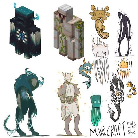 Minecraft Concept Art Mobs, Minecraft Mobs Fanart, Sketchbook Artstyle, Minecraft Create Mod, Minecraft Mobs Ideas, Minecraft Lore, Minecraft Oc, Mobs Minecraft, Minecraft Create