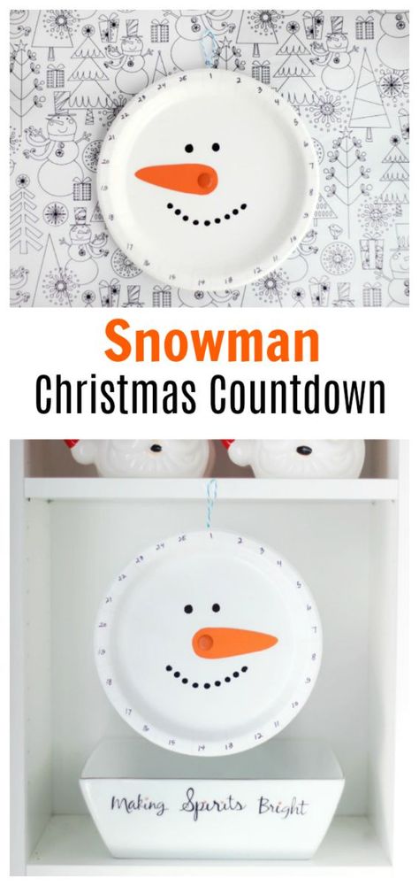 This snowman Christmas countdown is made out of a paper plate! Countdown the days by turning the snowman's nose. Simple for kids to make and so inexpensive. Advent Diy, Preschool Christmas Activities, Preschool Christmas Crafts, Days To Christmas, Making Spirits Bright, Fish Crafts, Countdown To Christmas, Winter Crafts For Kids, Crafts For Boys