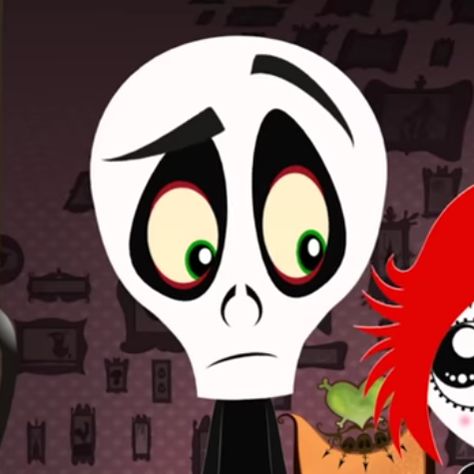 Ruby Gloom & Skull Boy Icons Red Aesthetic Character, Betty Boop Matching Pfp, Fall Themed Matching Pfps, Ruby Gloom And Skull Boy, Fall Pfps Matching, Zombie Matching Pfp, Horror Pfp Matching, Ruby Gloom Matching Pfp, Halloween Matching Pfp Couple Scary