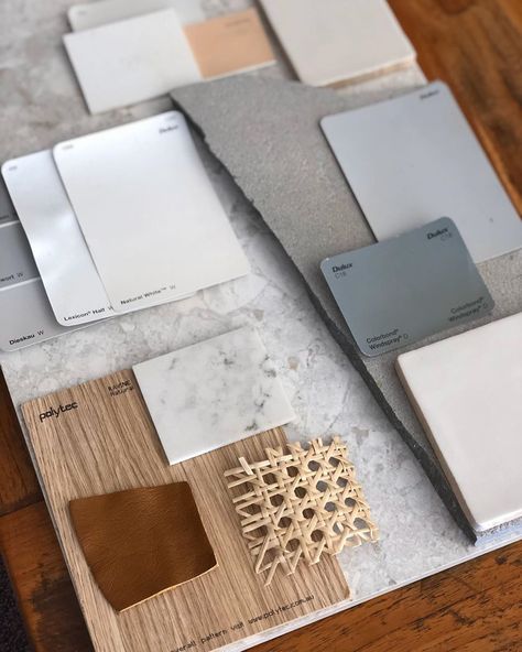 The Balmain Project on Instagram: “#flashbackfriday to a snapshot of our final finishes 💫 . Polytec Natural Oak Ravine | Tile Cloud Stirling Terrazzo Look White Matt Tile |…” Tile Cloud, Material Board, Concept Board, Stirling, Bathrooms, Tile, On Instagram, Instagram