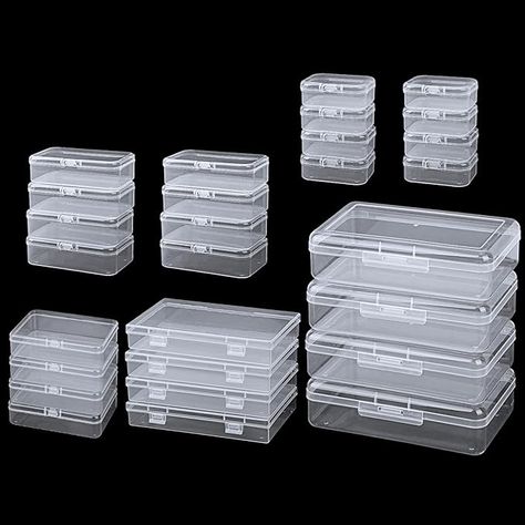 Amazon.com: QUEFE 28 Pack Small Plastic Storage Boxes Craft Organizers Rectangular Containers with Lids for Bead, Jewelry, Office Supplies Small Items : Arts, Crafts & Sewing Boxes Craft, Jewelry Office, Small Storage Containers, Small Plastic Containers, Storage Bins With Lids, Plastic Organizer, Cleaning Storage, Plastic Crafts, Container Organization