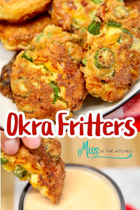 Okra Fritters, Crispy Okra, Vegetable Fritters, Easy Summer Side Dishes, With Cornbread, Fried Okra, Okra Recipes, Fritters Recipe, Football Party Food