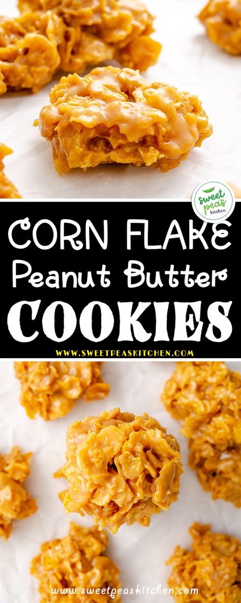 Peanut Butter Corn Flake Cookies, Corn Flake Peanut Butter Cookies, Recipes With Corn Flakes Cereal, Cereal Cookies Corn Flakes, Corn Flake Crumbs Recipe, Corn Flakes Cookies, Peanut Butter Cornflake Clusters, Cornflake Crackles, Frosted Flake Cookies