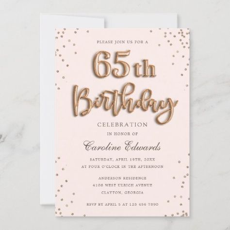 $ 2.9 | Glitter Rose Foil Balloons 65th Birthday Elegant - glitter, foil, balloons, elegant, rose gold, champagne, blush, birthday, birthday invitation, 65th birthday 65th Birthday Invitations, Birthday Elegant, 90th Birthday Invitations, Gold Foil Balloons, 20th Birthday Party, Glitter Rose Gold, Rose Gold Invitations, 16th Birthday Invitations, 55th Birthday