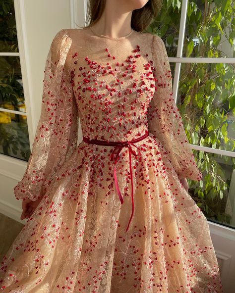 Teuta Matoshi (@teutamatoshi) • Instagram photos and videos Teuta Matoshi Dresses, Teuta Matoshi, Salmon Red, Gown Dress, Cool Outfits, Dresses With Sleeves, Long Sleeve Dress, Instagram Photos, Photo And Video