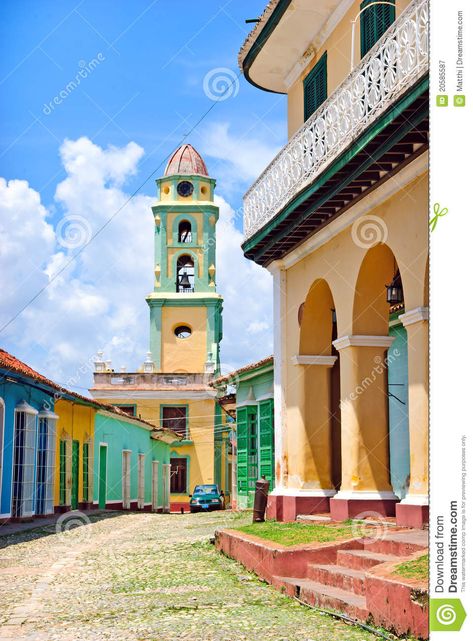 Colorful Street In Trinidad, Cuba Stock Image - Image of travel, architectural: 20585587 #travelling #traveller #travel #traveltips #travelphotography #travelblogger #traveldestinations #cuba Cuban Architecture, Cuba Photos, Trinidad Cuba, Cuban Culture, Casas Coloniales, Cuba Travel, Varadero, Havana Cuba, Destination Voyage